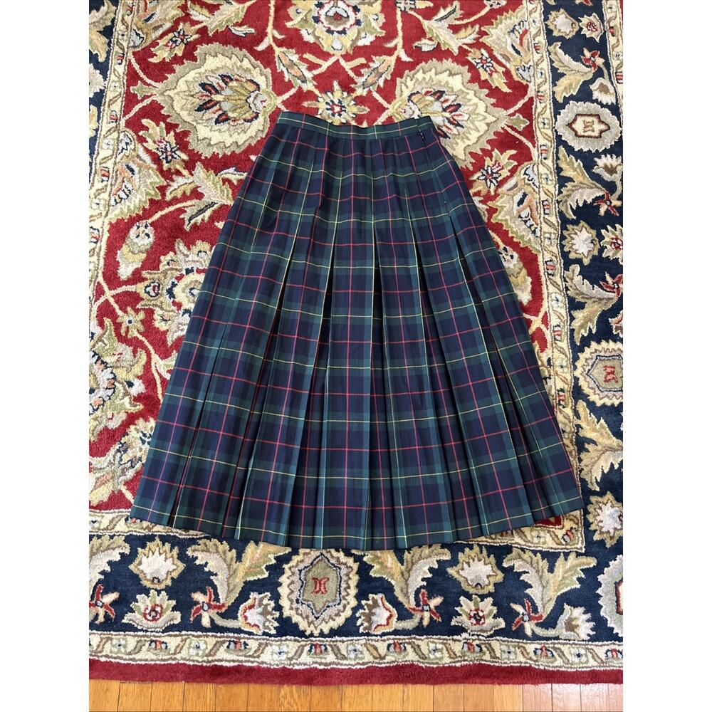 Vintage 100% Wool Skirt Women's M 8/10 Plaid Pleated Midi Maxi Tartan Lot Of 2 - Picture 2 of 14